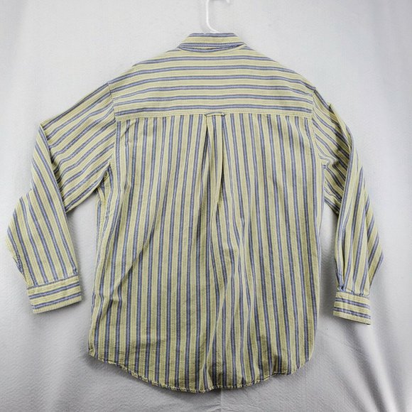 Chaps Shirt Men's Long Sleeve Flannel Button Up Striped Yellow Large - Picture 9 of 12